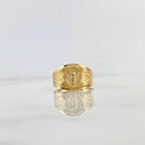 Anillo Sello Cruz Cristo 2.35gr / T11 / Texturizado Mate Oro Amarillo