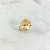 Anillo Sello Cruz Cristo 2.35gr / T11 / Texturizado Mate Oro Amarillo