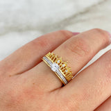 Anillo Corona Real Doble Solitario 4.4gr / T4 3/4 / Circones Blancos Dos Oros Amarillo Blanco