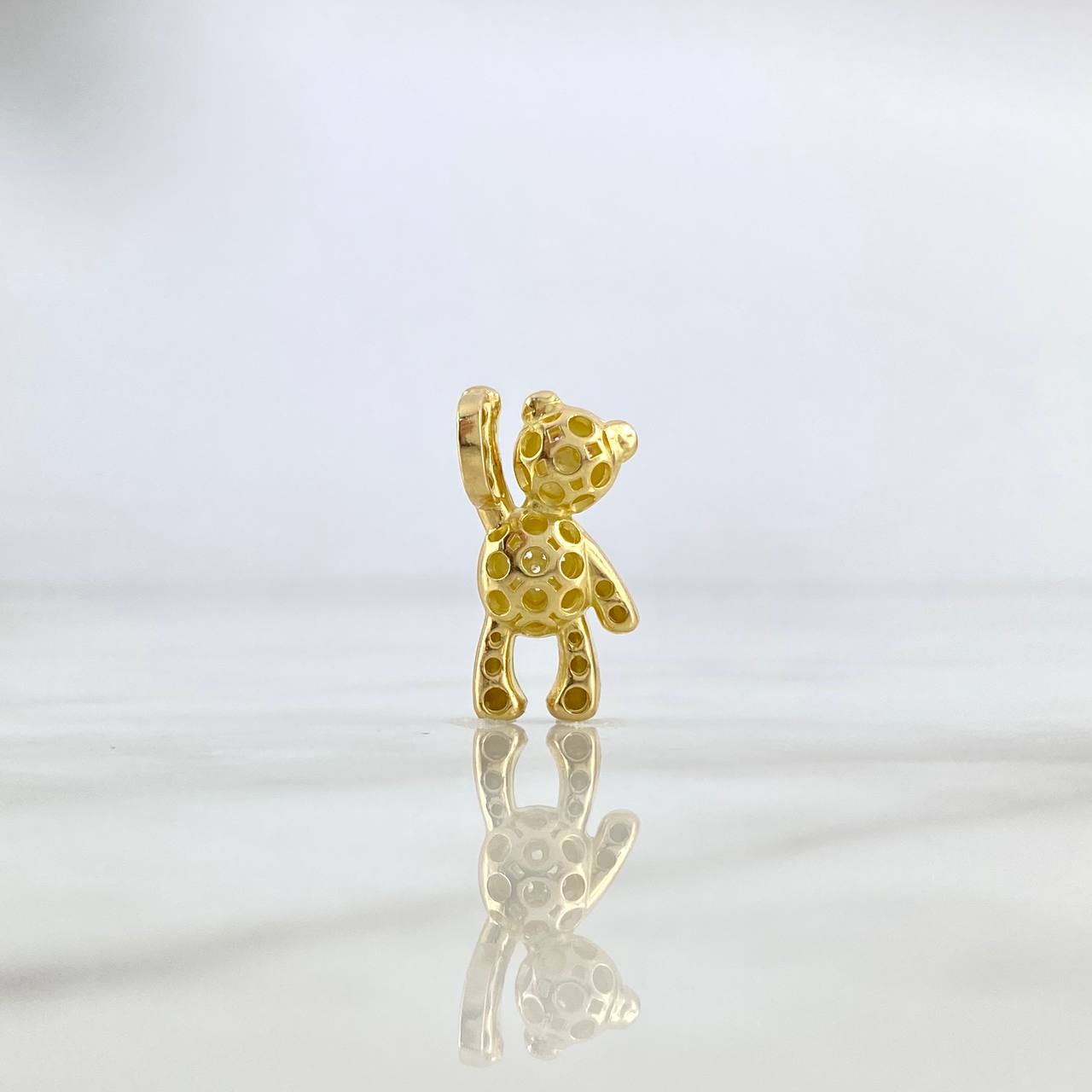 Dije Oso Corazon 4.05gr / 2.2cm / Circones Rosas Blancos Oro Amarillo