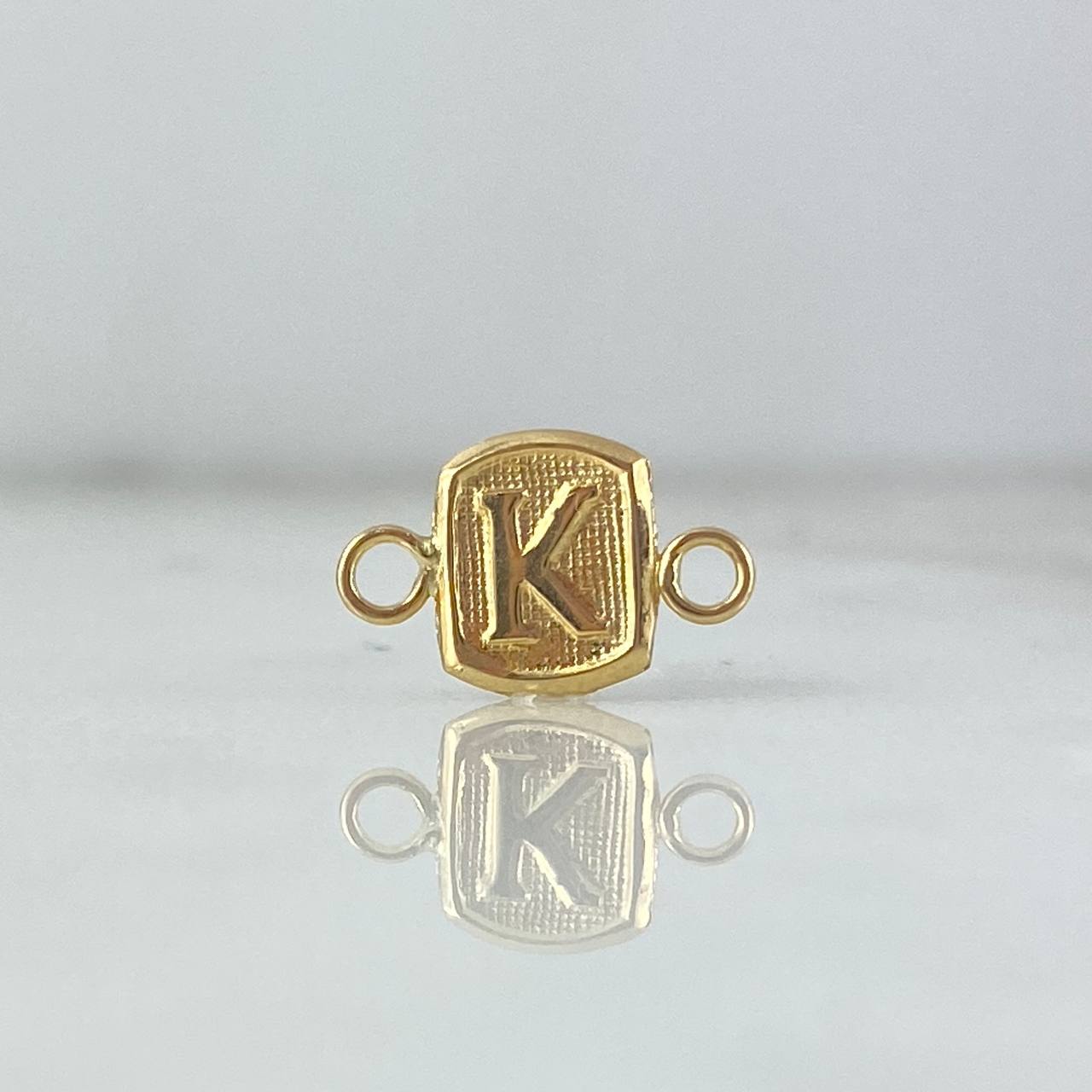 Herraje Letra K 0.3gr / 1.3cm / Marco Cuadrado Oro Amarillo