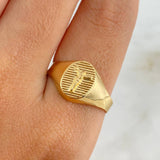 Anillo Sello Cristo 1.75gr / T10 / Rayado Oro Amarillo