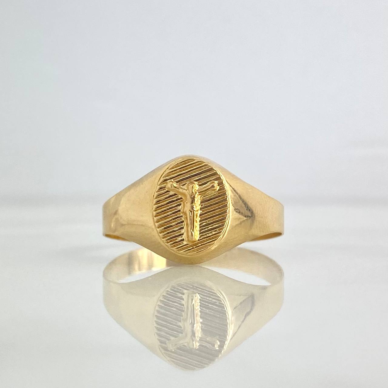 Anillo Sello Cristo 1.9gr / T10 1/2 / Rayado Oro Amarillo