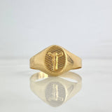 Anillo Sello Cristo 1.75gr / T11 / Rayado Oro Amarillo