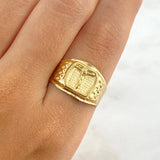 Anillo Sello Cruz Cristo 2.25gr / T10 3/4 / Texturizado Oro Amarillo