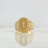 Anillo Sello Cristo 3.05gr / T10 1/4 / Ovalado Rayado Oro Amarillo ©