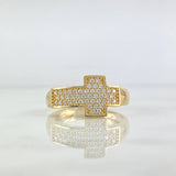 Anillo Cruz 4.85gr / T10 1/4 / Circones Blancos Oro Amarillo ©