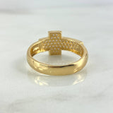 Anillo Cruz 4.85gr / T10 1/4 / Circones Blancos Oro Amarillo ©