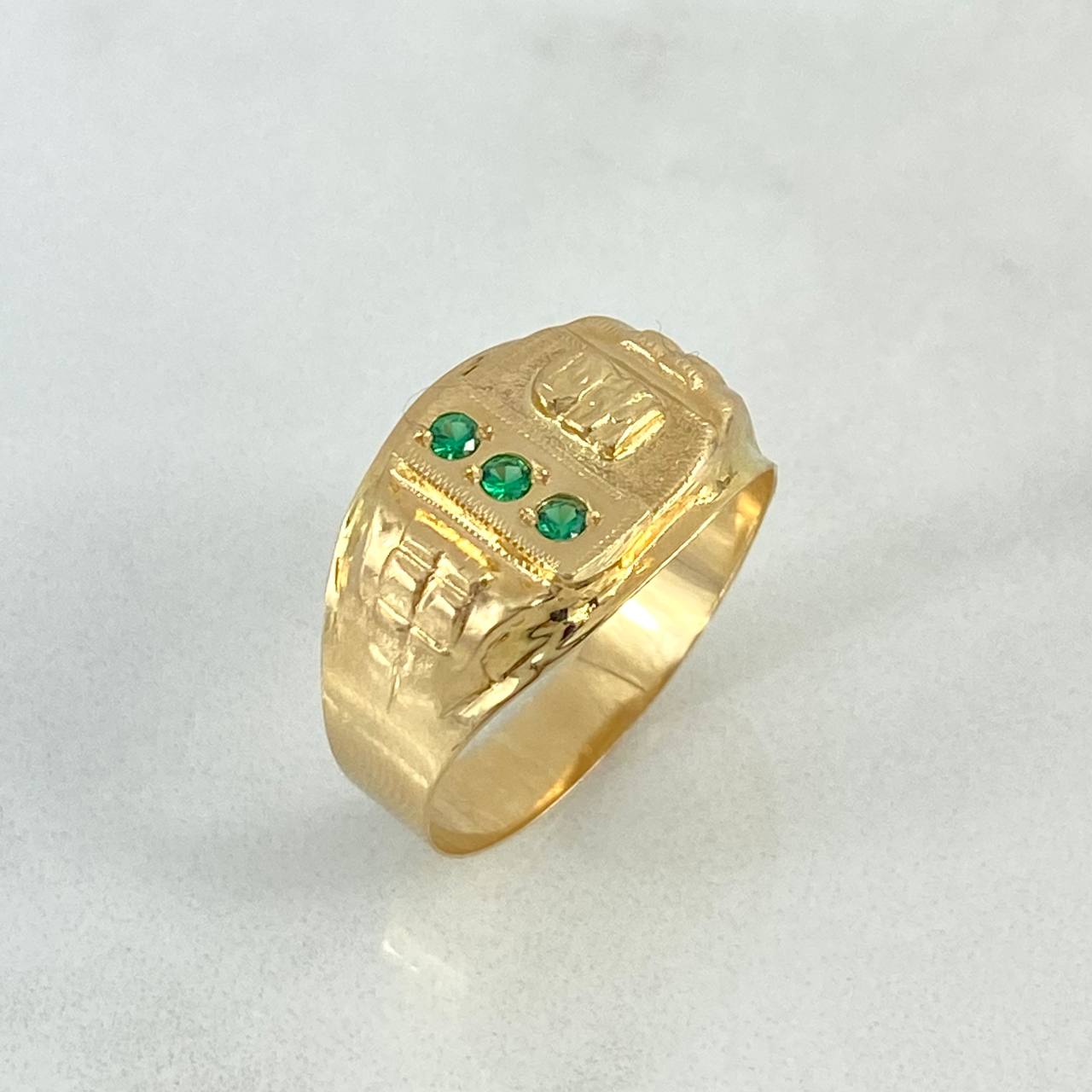 Anillo Quimbaya 2.85gr / T11 / Circon Verde Oro Amarillo