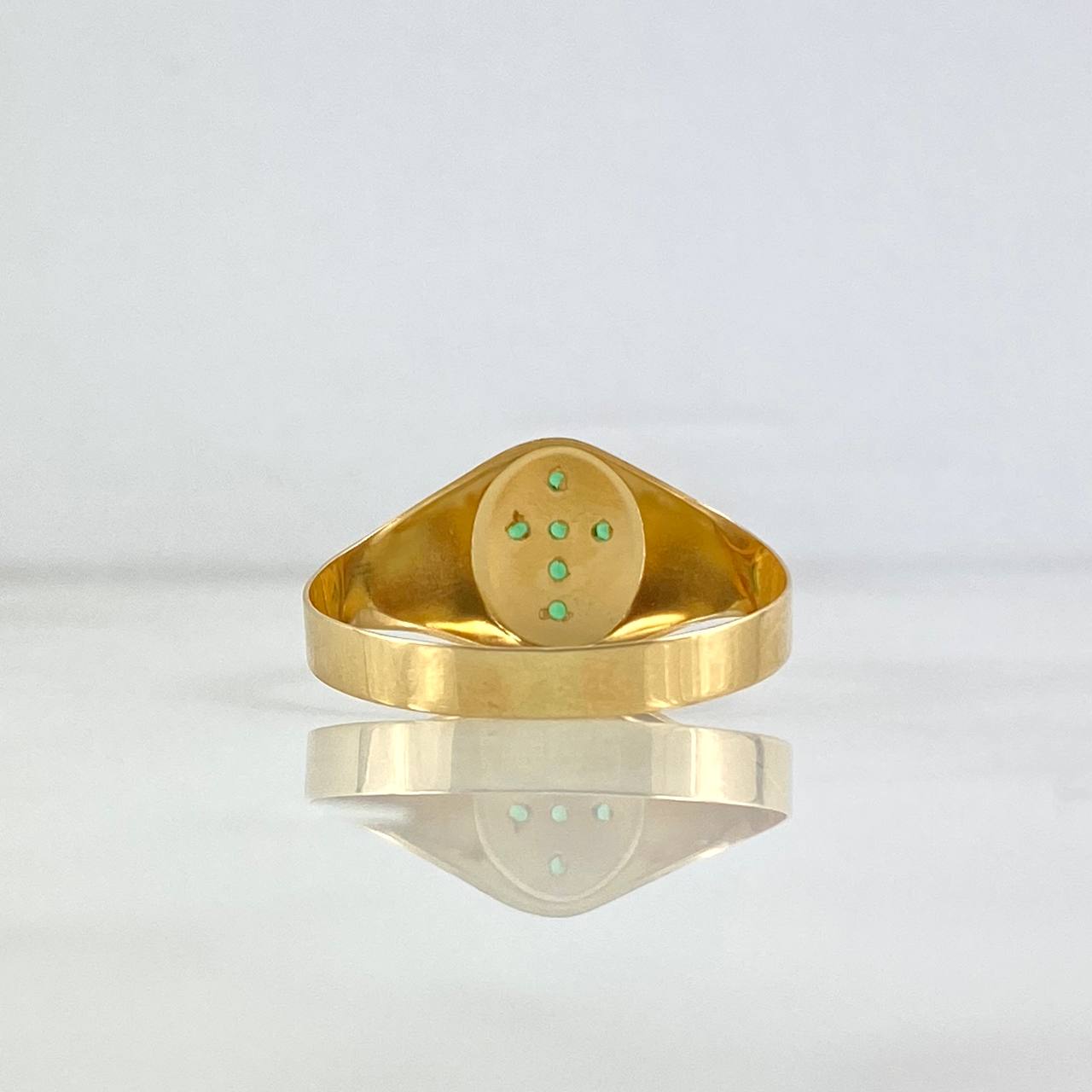 Anillo Sello Cruz 1.7gr / T9 3/4 / Circones Verdes Oro Amarillo