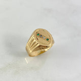 Anillo Sello Tetranity 3.05gr / T10 / Ovalado Circones Verdes Blancos Oro Amarillo