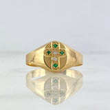 Anillo Sello Cruz 1.65gr / T10 1/4 / Circones Blancos Verdes Oro Amarillo