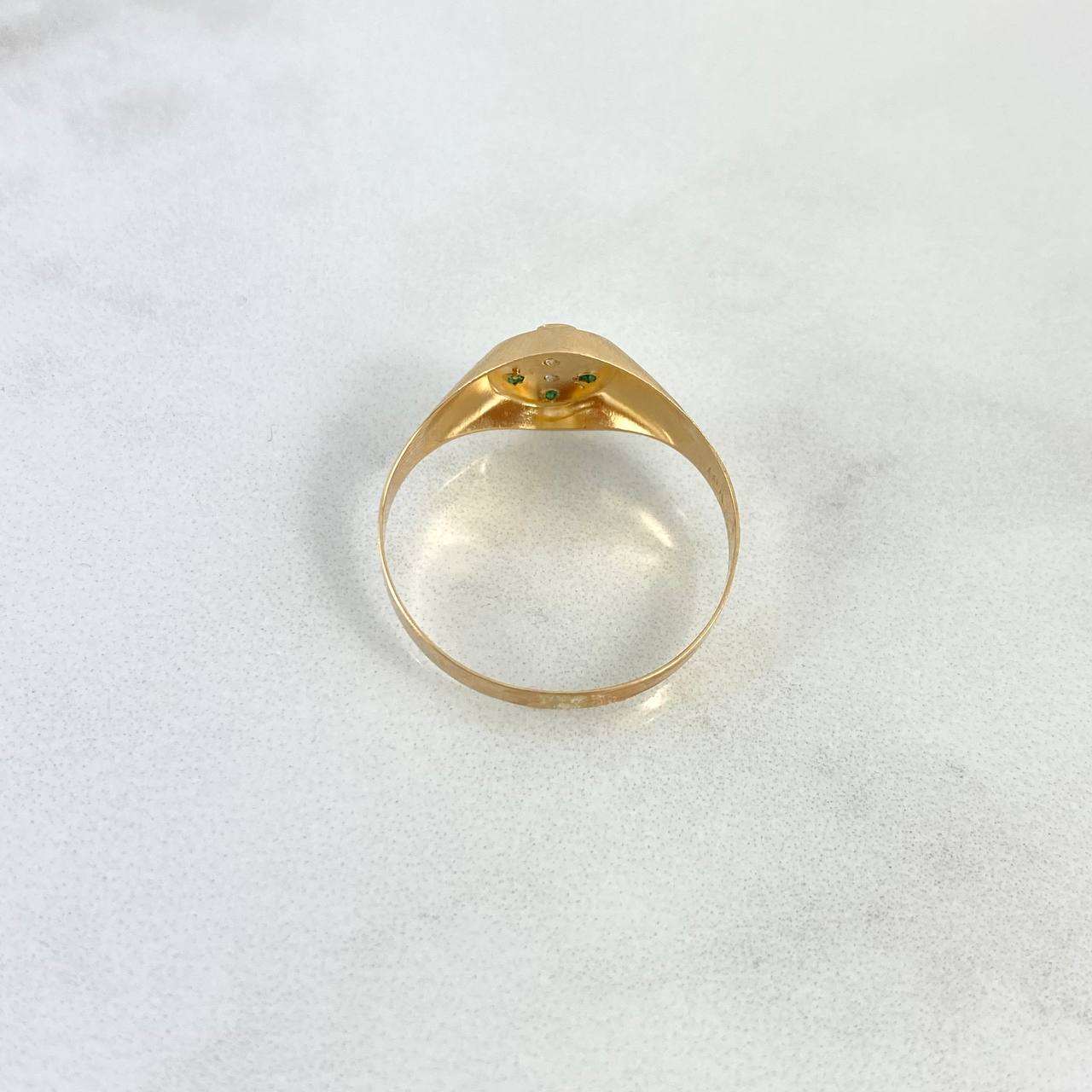 Anillo Sello Cruz 1.65gr / T10 1/4 / Circones Blancos Verdes Oro Amarillo