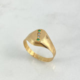 Anillo Sello Tetranity 1.9gr / T9 3/4 / Ovalo Circones Verdes Blancos Oro Amarillo