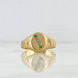 Anillo Sello Tetranity 1.9gr / T9 3/4 / Ovalo Circones Verdes Blancos Oro Amarillo