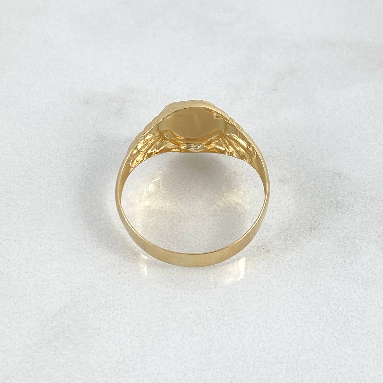 Anillo Sello Cristo 1.95gr / T9 3/4 / Mate Texturizado Oro Amarillo