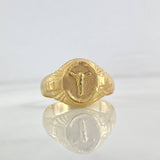 Anillo Sello Cristo 2gr / T10 / Mate Texturizado Oro Amarillo