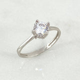 Anillo Solitario Corona Doble 1.8gr / T6 3/4 / Circones Blancos Oro Blanco