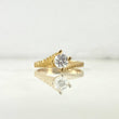 Anillo Solitario Lineas Curvas 3.45gr / T7 1/4 / Circones Blancos Oro Amarillo