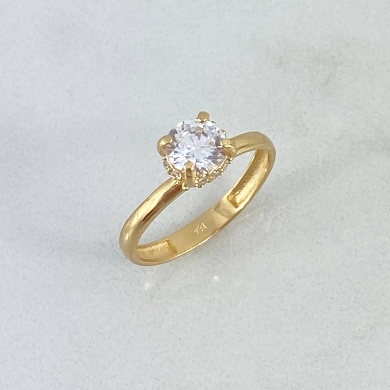 Anillo Solitario Corona Doble 1.8gr / T5 1/4 / Circones Blancos Oro Amarillo