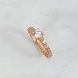 Anillo Solitario Corazones 1.85gr / T7 / Circon Blanco Oro Rosa