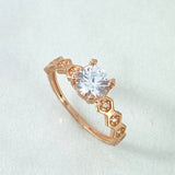 Anillo Solitario Rombos 2gr / T6 / Circon Blanco Oro Rosa