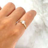 Anillo Solitario Rombos 2gr / T6 / Circon Blanco Oro Rosa