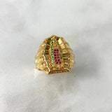 Anillo Virgen Guadalupe 9.45gr / T7 1/2 / Circones Blancos Fucsias Verdes Oro Amarillo