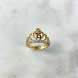 Anillo Corona 15s 3.35gr / T5 1/2 / Circones Blancos Dos Oros Amarillo Blanco