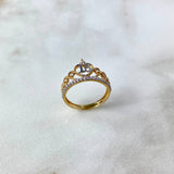 Anillo Corona Pavo Real 15s 2.2gr / T5 3/4 / Circones Blancos  Dos Oros Amarillo Blanco