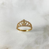 Anillo Corona Corazón 15s 2gr / T6 1/2 Circones Blancos Blancos Oro Amarillo