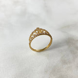 Anillo Corona Corazón 15s 2gr / T6 1/2 Circones Blancos Blancos Oro Amarillo