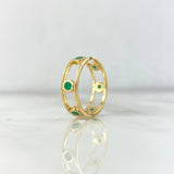 Anillo Corona Seis Piedras Basteadas 3.2gr / T6 1/2 / Esmeraldas 48pts Oro Amarillo (Joya) ©