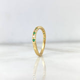 Anillo Churumbela Curva 2.1gr / T8 / Esmeraldas 14pts - Diamantes Blancos 12pts Oro Amarillo (Joya)