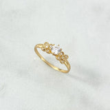 Anillo Solitario Dos Flores 1.25gr / T5 1/2 / Circones Blancos Oro Amarillo