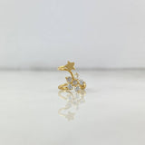 Piercing Earcuff Liso 1.3gr / 0.9cm / Estrella Floreada Circones Blancos Oro Amarillo (Joya) *