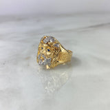 Anillo Cristo 11.25gr / T10 1/4 / Circones Blancos Dos Oros Amarillo Blanco