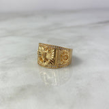 Anillo Ancla 8.85gr / T9 1/4 / Circones Blancos Oro Amarillo