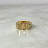 Anillo Corona RX Cinturon Cuadrado 4.46gr / T10 1/4 / Circones Blancos Verdes Oro Amarillo