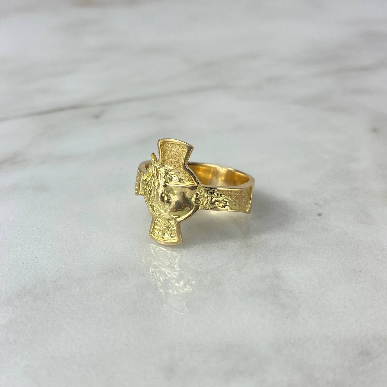 Anillo Cruz Cristo 8 85gr Talla T9 3 4 Oro 18K Nacional