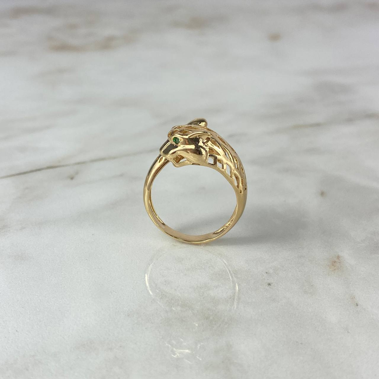 Anillo Pantera 6.5gr / T11 / Circones Verdes Oro Amarillo