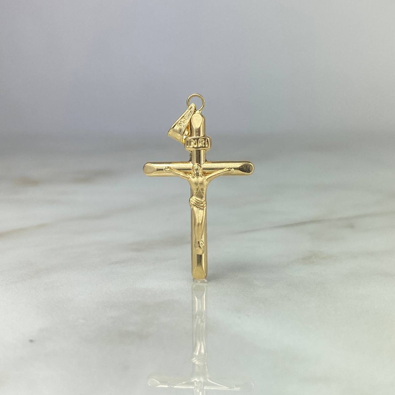 Dije Cristo Cruz 1.35gr / 3.9cm Troquelado Oro Amarillo