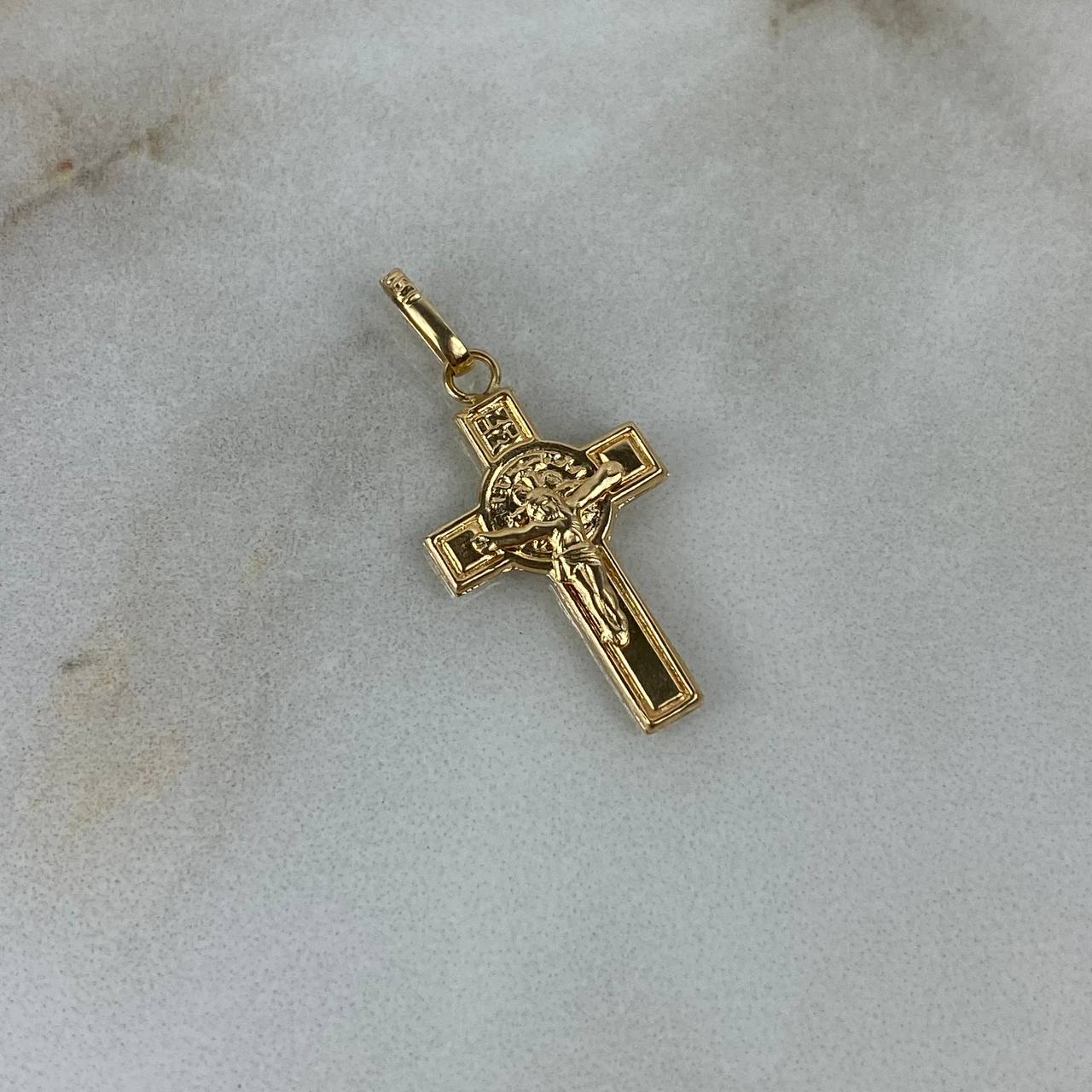 Dije Cristo Cruz 0.8gr / 2.6cm Troquelado Oro Amarillo