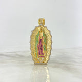 Dije Virgen Guadalupe 17.85gr / 6.3cm / Silueta Circones Blancos Verdes Fucsias Oro Amarillo