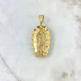 Dije Virgen Guadalupe 17.85gr / 6.3cm / Silueta Circones Blancos Verdes Fucsias Oro Amarillo