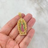 Dije Virgen Guadalupe 10.45gr / 4.6cm / Silueta Circones Blancos Verdes Fucsias Oro Amarillo