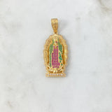 Dije Virgen Guadalupe 10.45gr / 4.6cm / Silueta Circones Blancos Verdes Fucsias Oro Amarillo