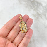 Dije Virgen Guadalupe 5.35gr / 3.6cm / Silueta Circones Blancos Negros Oro Amarillo