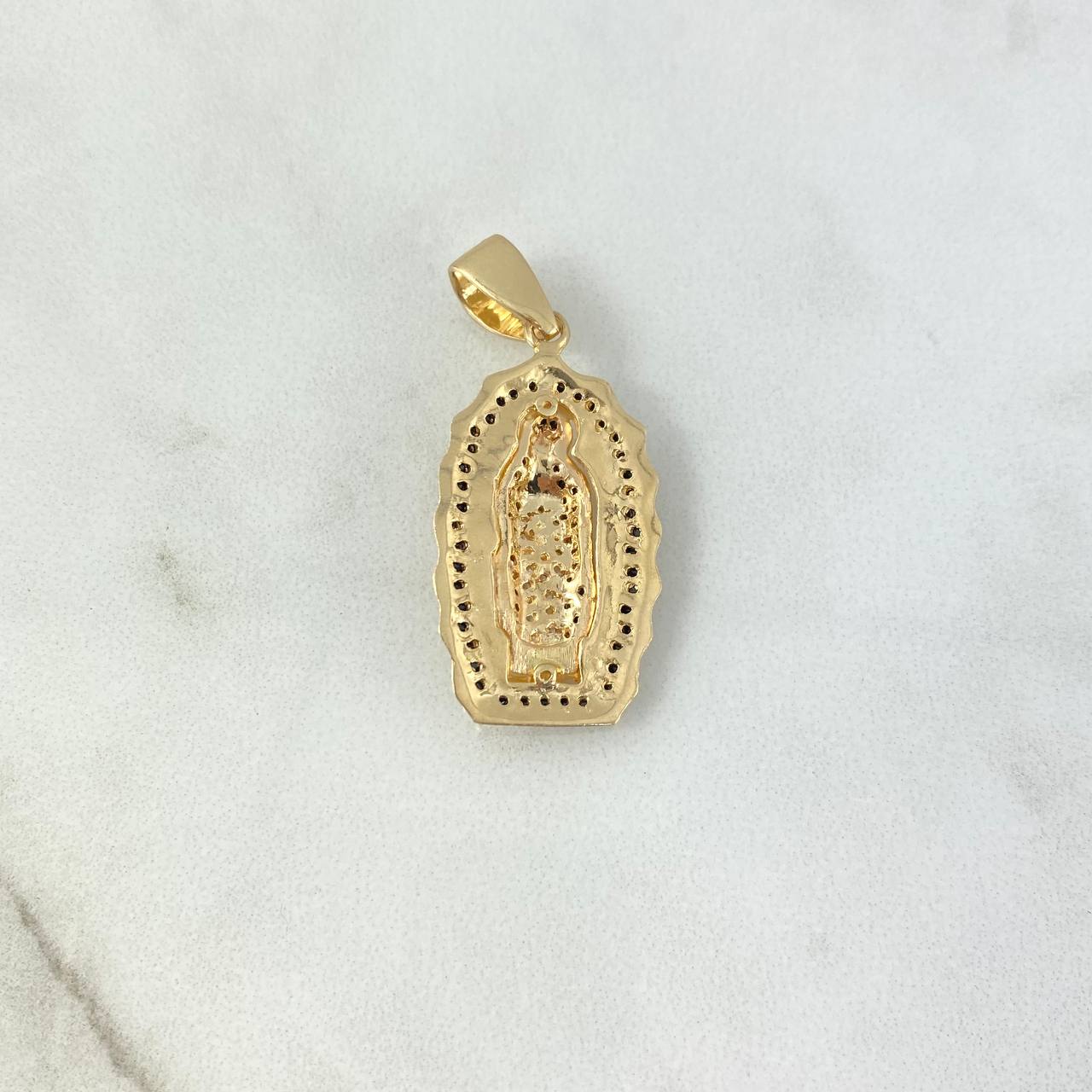 Dije Virgen Guadalupe 5.45gr / 3.6cm / Silueta Circones Blancos Negros Oro Amarillo