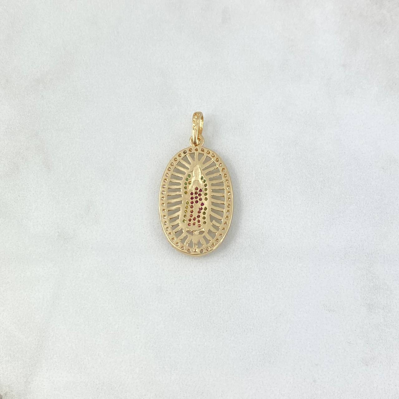 Dije Virgen Guadalupe 3.55gr / 3.5cm / Ovalado Circones Blancos Fucsias Verdes Oro Amarillo